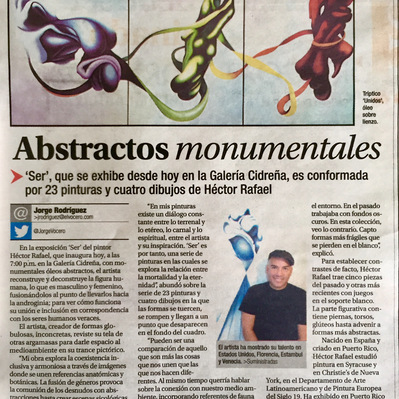 El Vocero's article about Hector Rafael's solo exhibition Ser.
