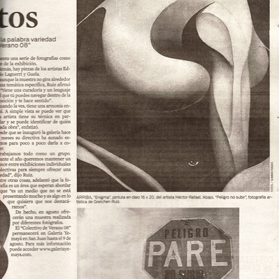 El Vocero's press article about group exhibition.