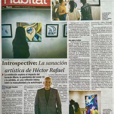 Art news article about Héctor Rafael's solo exhibition in Washington DC.
