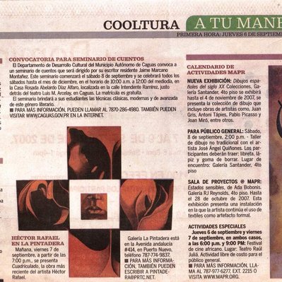 Press release of Hector Rafael's solo exhibition Cuadriculado.