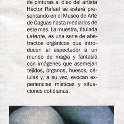 El Nuevo Dia's press release of Latente.