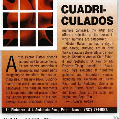 San Juan Magazine article about Cuadriculado exhibition.