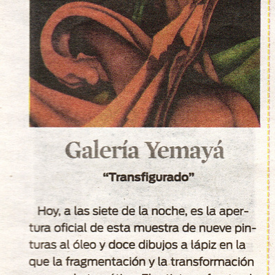 El Nuevo Dia's press release of Transfigurado exhibition.