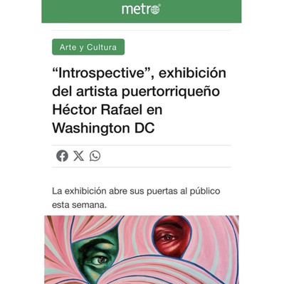 Newspaper article about Héctor Rafael's solo exhibition in Washington DC.