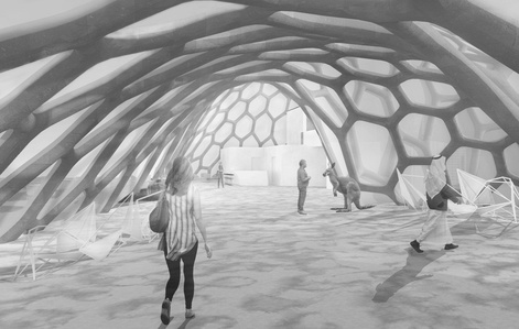 ​Rendering showing main exhibition area of the EXPO Australian pavilion.