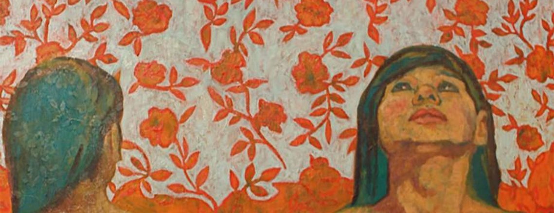 Yadira Torres, puerto rican amaerican artist, oil paint and lace on canvas, figurative portrait, 