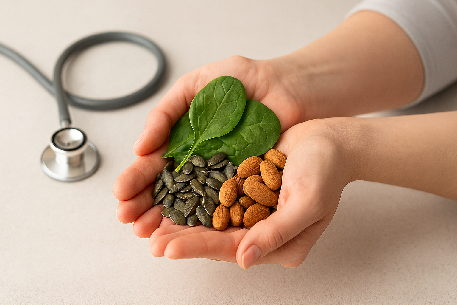 Colorful image of healthy foods high in magnesium. Dr. Helen Dion supports balanced nutrition and preventive care at Calgary’s Country Hills and Mount Royal clinics.