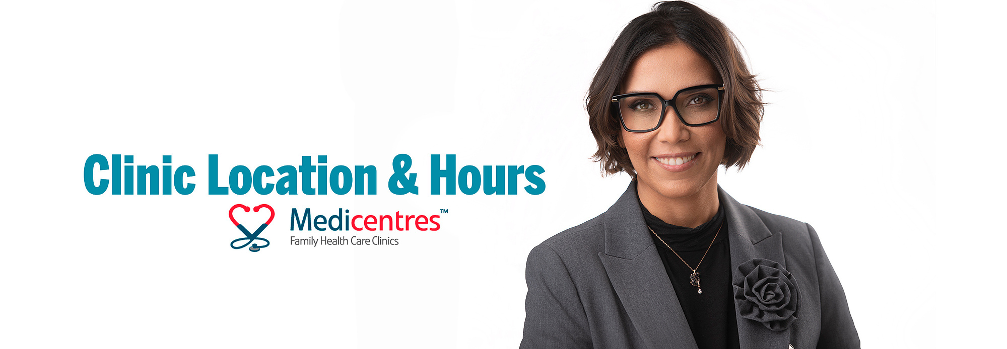 Dr. Helen Dion pictured with her professional logo on the Clinic Location page, representing her Calgary family medicine practice focused on personalized, patient-centered care.