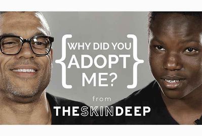 A father and his soon look at each other with the text "why did you adopt me?" between them. 