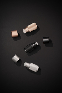 Life Long Deo X Scott Uzoho -- product still-life photography of sustainable deodorant -- black silver and rose gold 