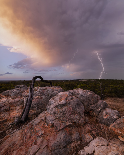 Lightning at Jingemia Cave in Western Australia.