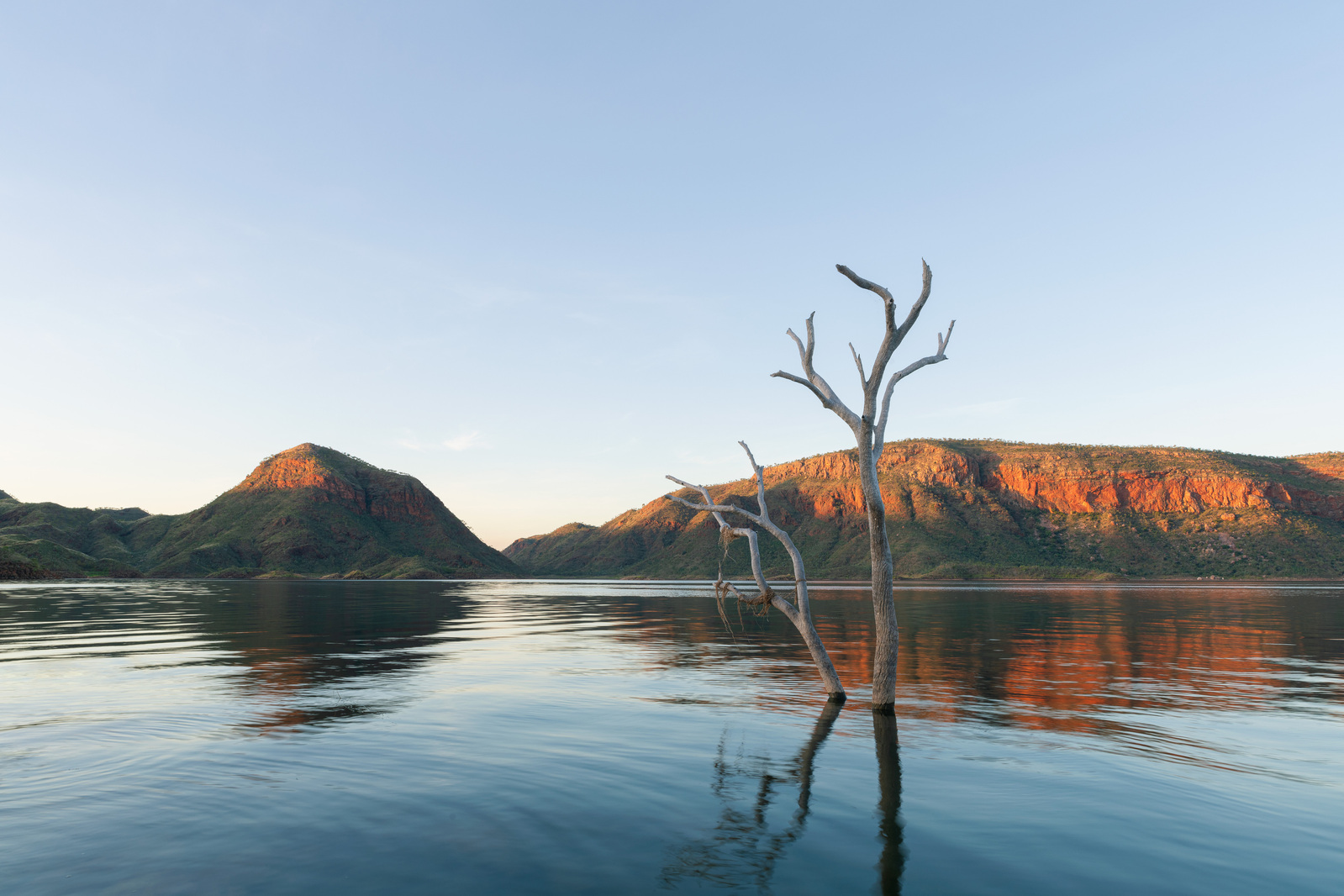 Late afternoon reflections on Lake Argyle.