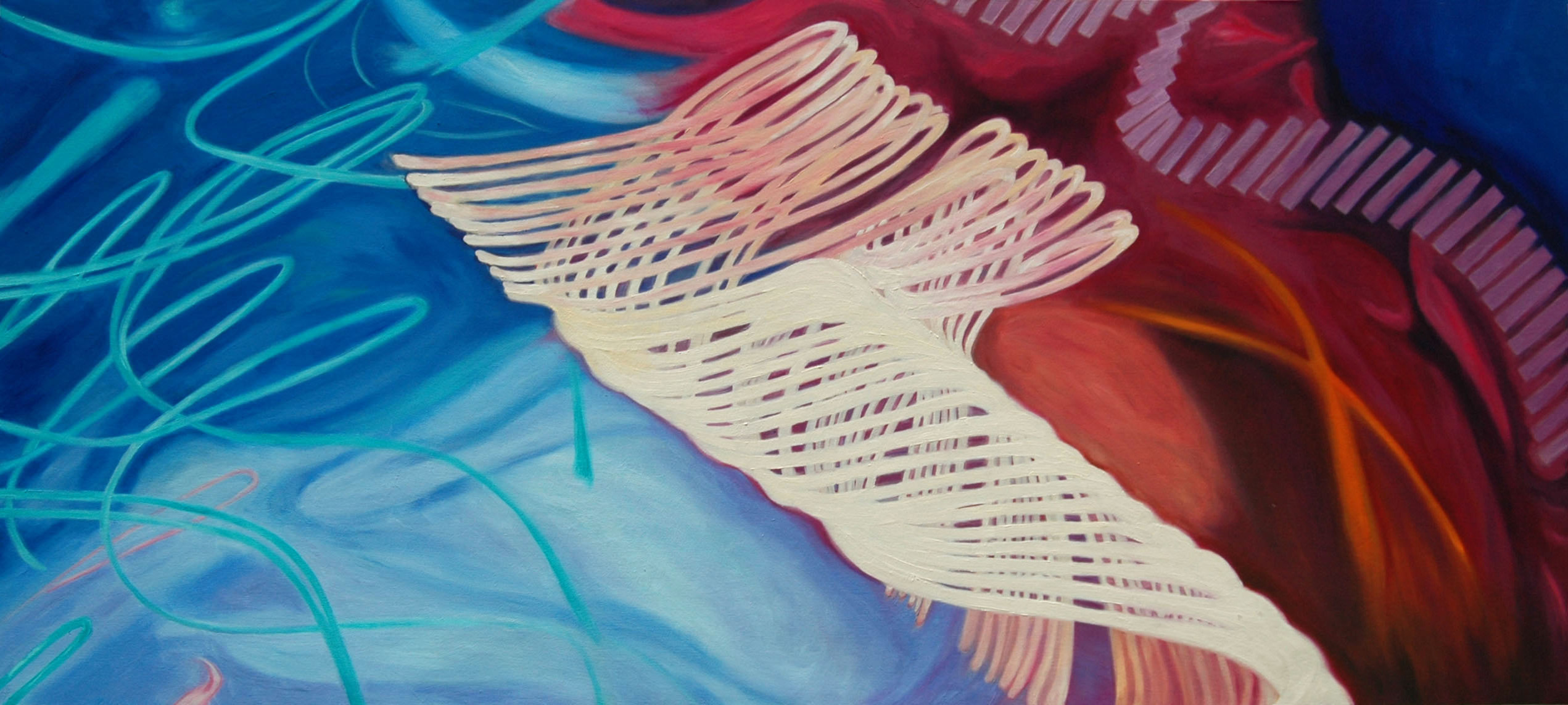 A 36" x 80" oil on wood panel titled What If We Could?, created by Leigh Ann Williams - Hickey in 2010.
