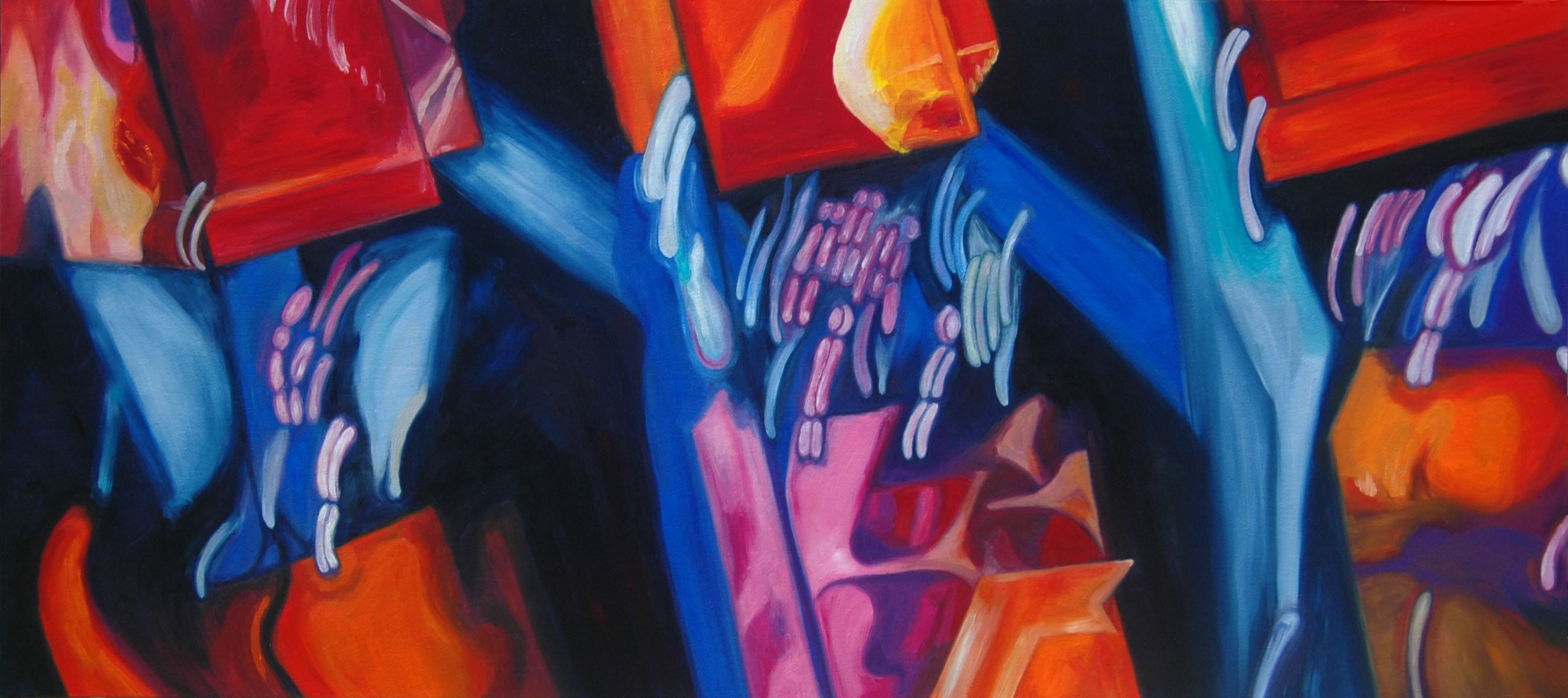 A 36" x 80" oil on wood panel titled My Muse is Uprising, created by Leigh Ann Williams - Hickey in 2010.