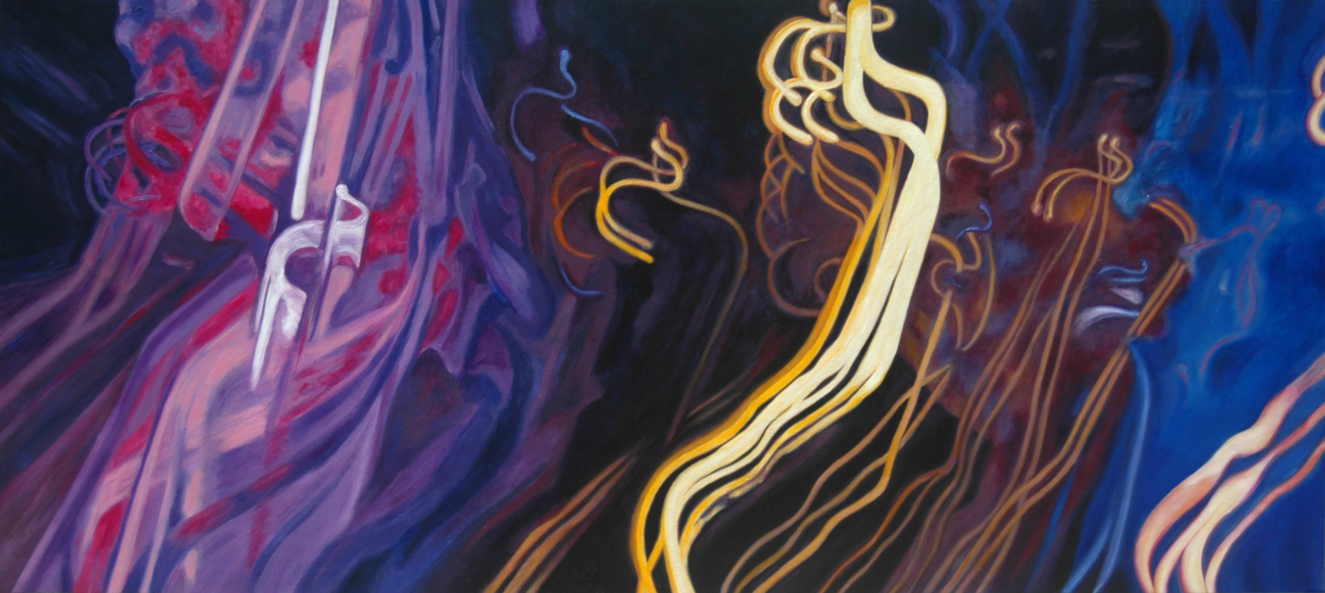 A 36" x 80" oil on wood panel titled Mars Volta Luminations, created by Leigh Ann Williams - Hickey in 2010.