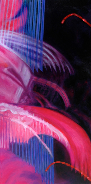 A 48” x 24” oil on canvas titled Hot Fuss, created by Leigh Ann Williams - Hickey in 2008.