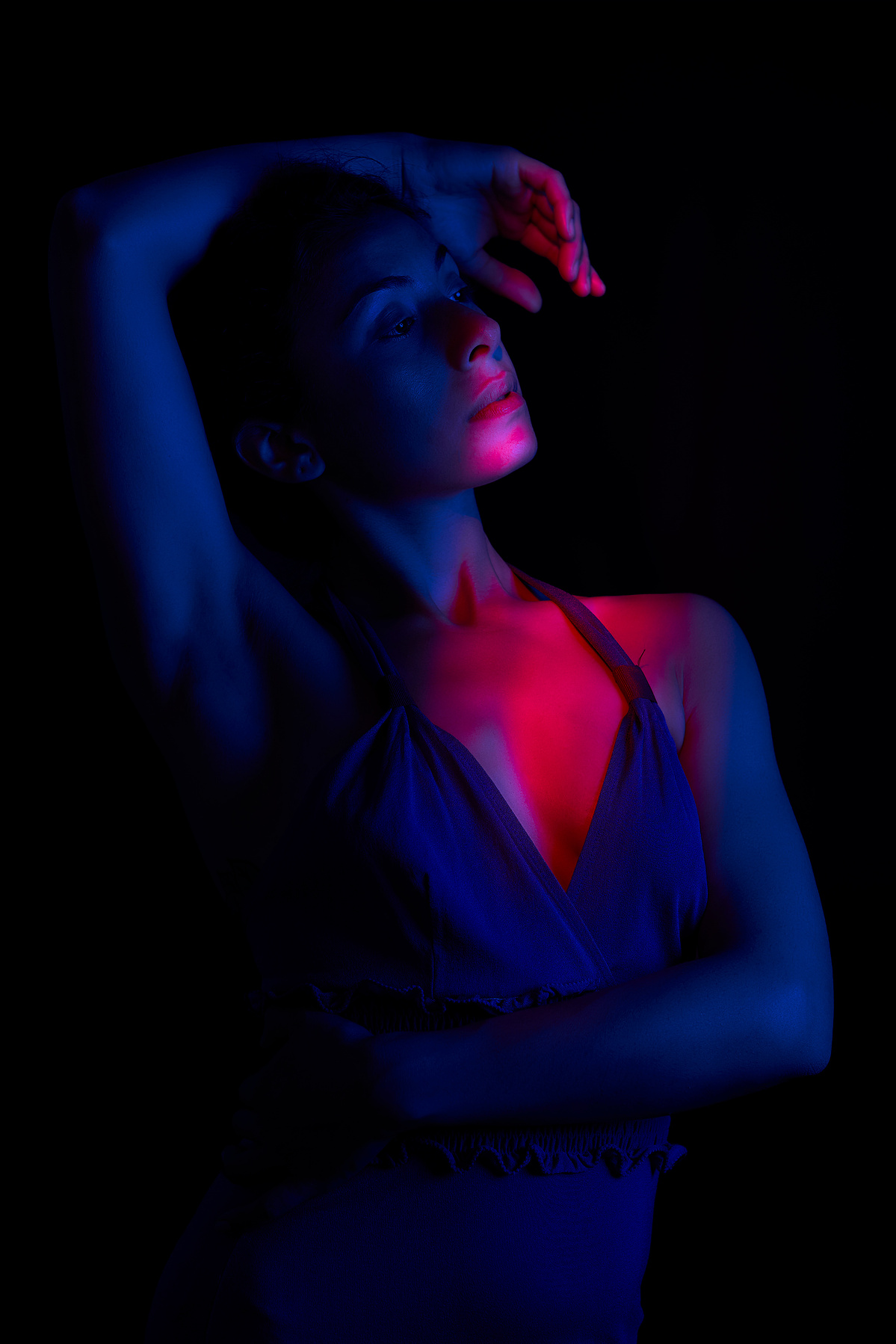 Ritratto di danzatrice con gel colorati