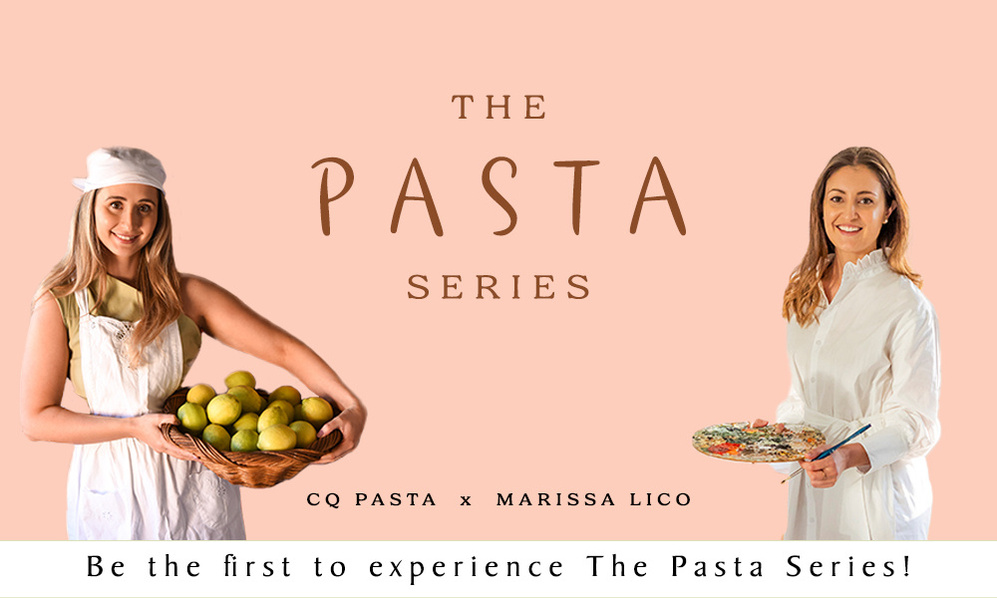CQ Pasta and Marissa Lico with their collaboration on The Pasta Series, new pasta artworks.