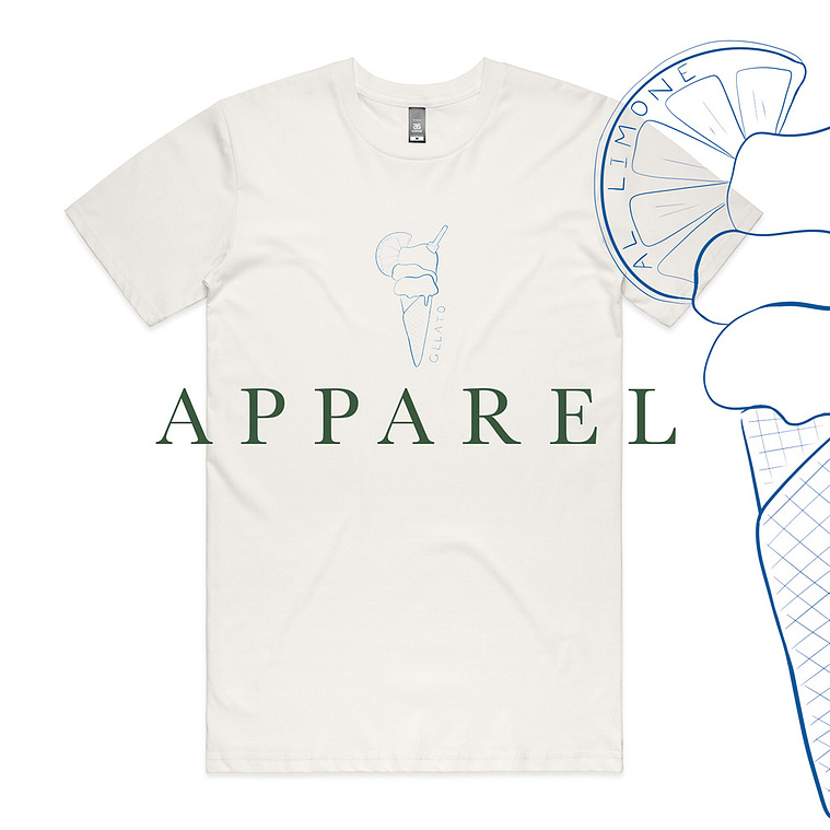 Apparel by Australian artist Marissa Lico, Tees with gelato, Kids Italian tees with ice cream.