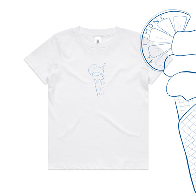 'Gelato' Kids Bambini Tee, Apparel by Marissa Lico, Blu, Rosso.