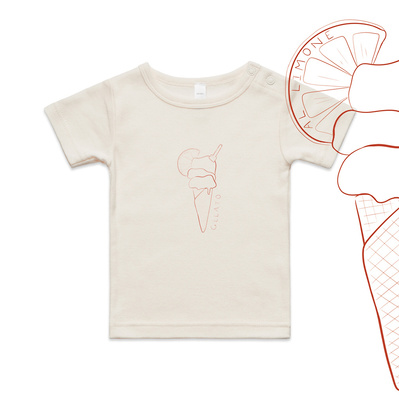 'Gelato' Infants Bambini Tee, Apparel by Marissa Lico, Blu, Rosso.