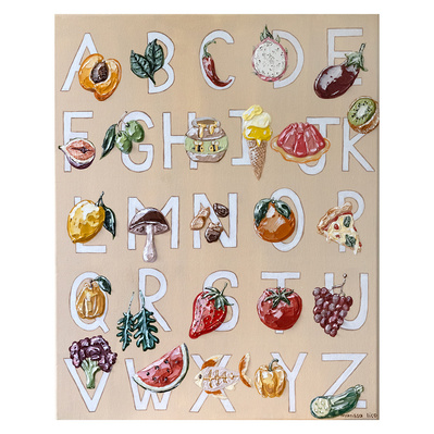 'Alfabetica' painting of the alphabet for your home by Marissa Lico.