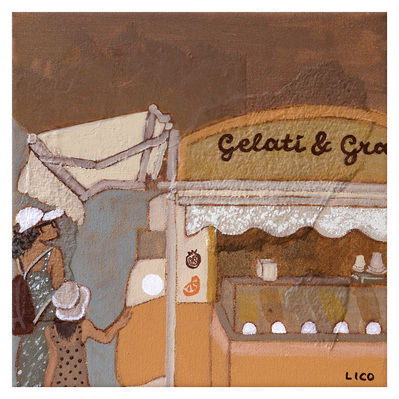 'Gelateria' wall art print Australia. Print of gelati at Gelateria in Taormina Sicily Italy, free shipping, by Australian artist Marissa Lico.