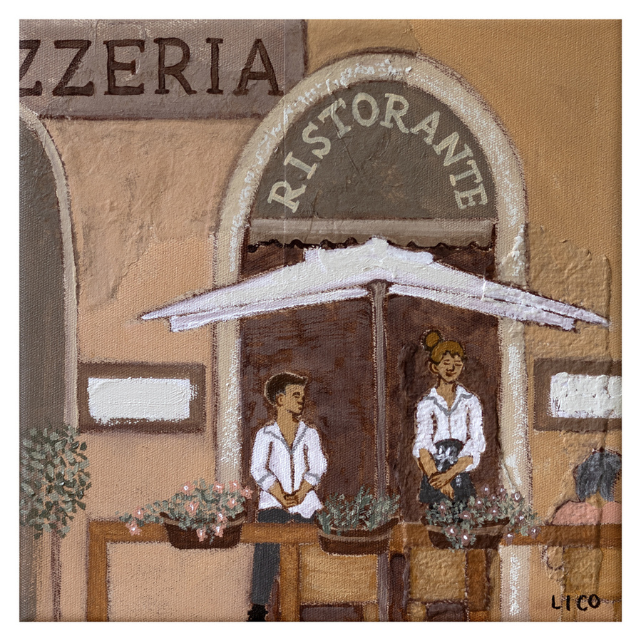 'Pizzeria' wall art print Australia. Print of restaurant in Florence, art print for kitchen, dining or home gallery wall, free shipping, by Australian artist Marissa Lico.