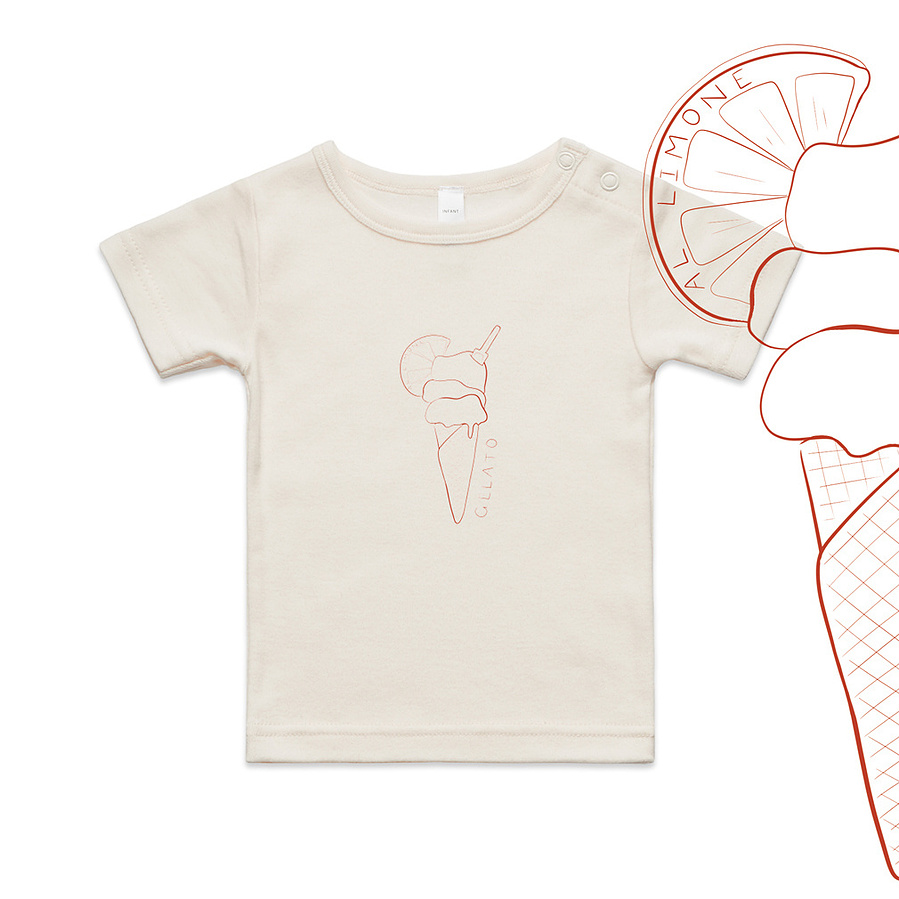 'Gelato' infants tee, front, Rosso Red, Marissa Lico, Bambini Collection.