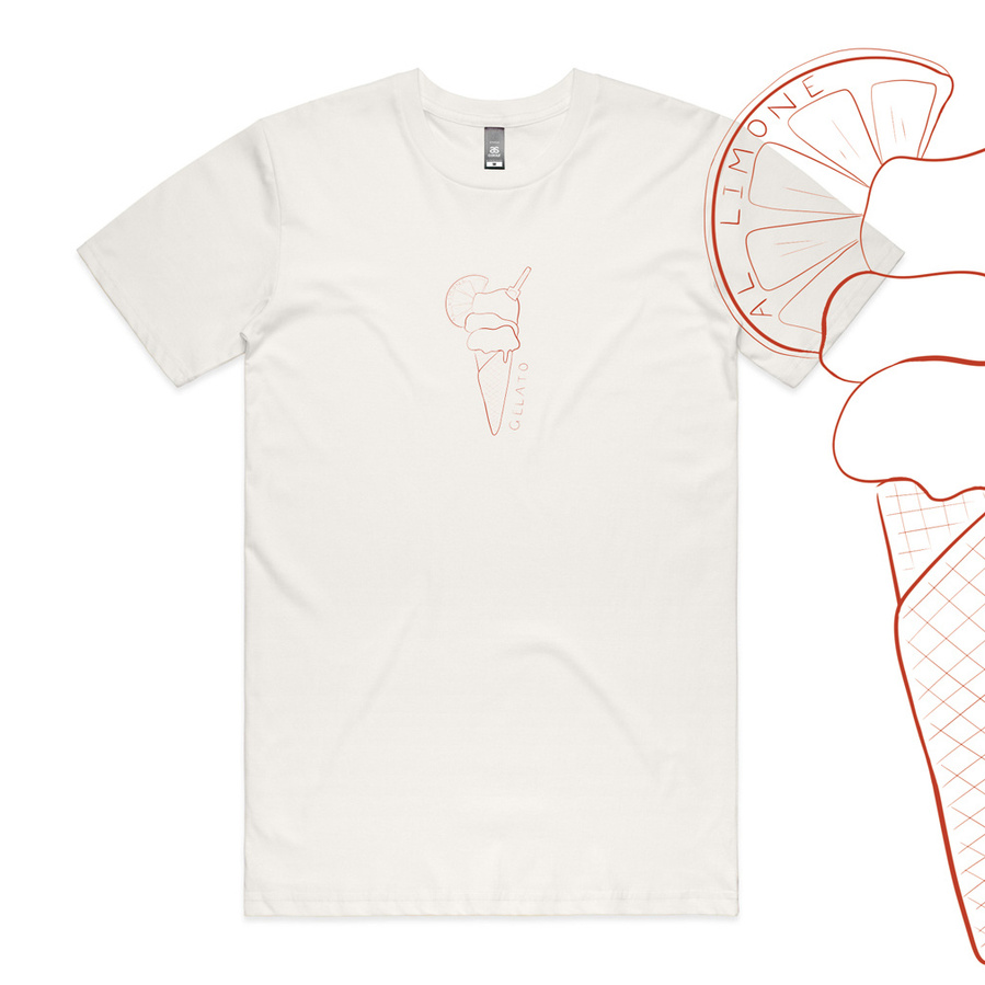 'Gelato' Adults Tee Front, Rosso Red, Bambini collection, Marissa Lico.