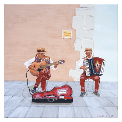 'Musica di Strada'. High quality reproduction print of original painting by Australian Artist Marissa Lico
