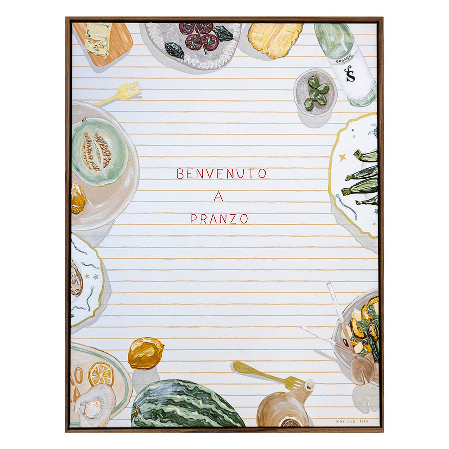 'Pranzo II' original Italian artwork of lunch in Italy by Australian artist Marissa Lico.