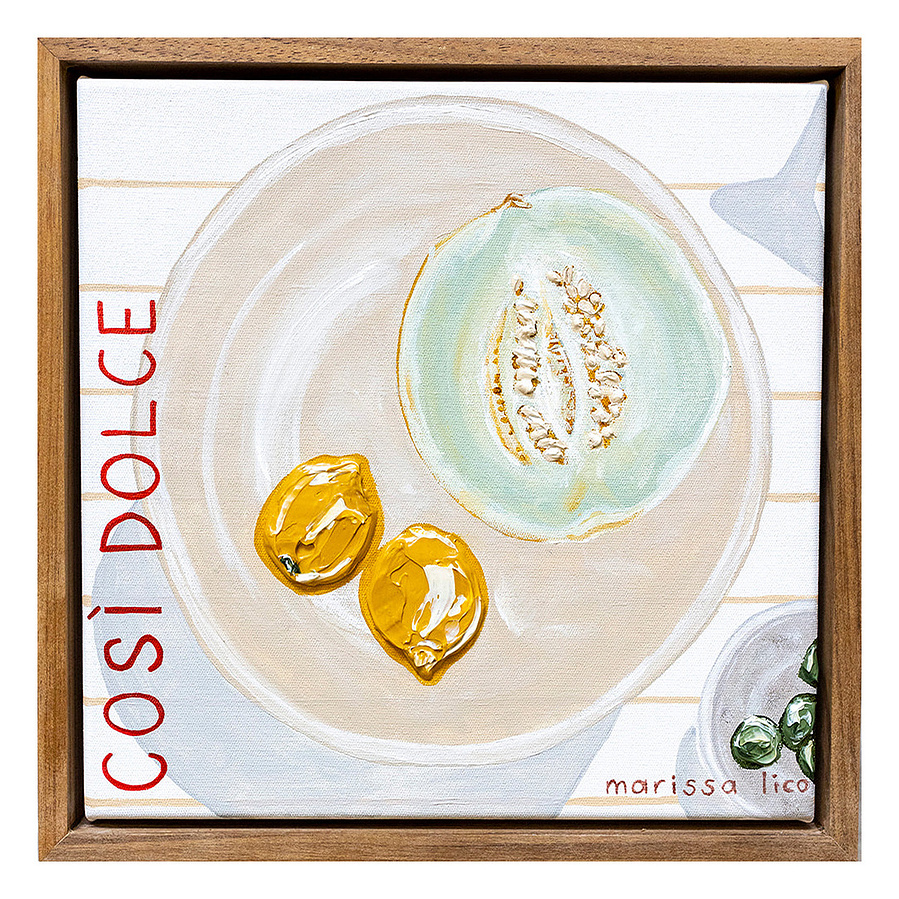 Pranzo VII, An Italian lunch painting with lemons and olives by Marissa Lico