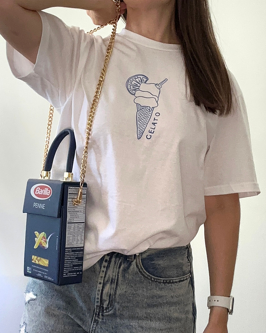 gelato t-shirt, Italian print tee, cotton illustration tee by Australian artist Marissa Lico.