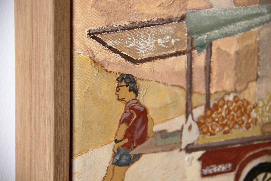 marios fruit framed painting of Italian fruit truck in Liapri by Marissa Lico