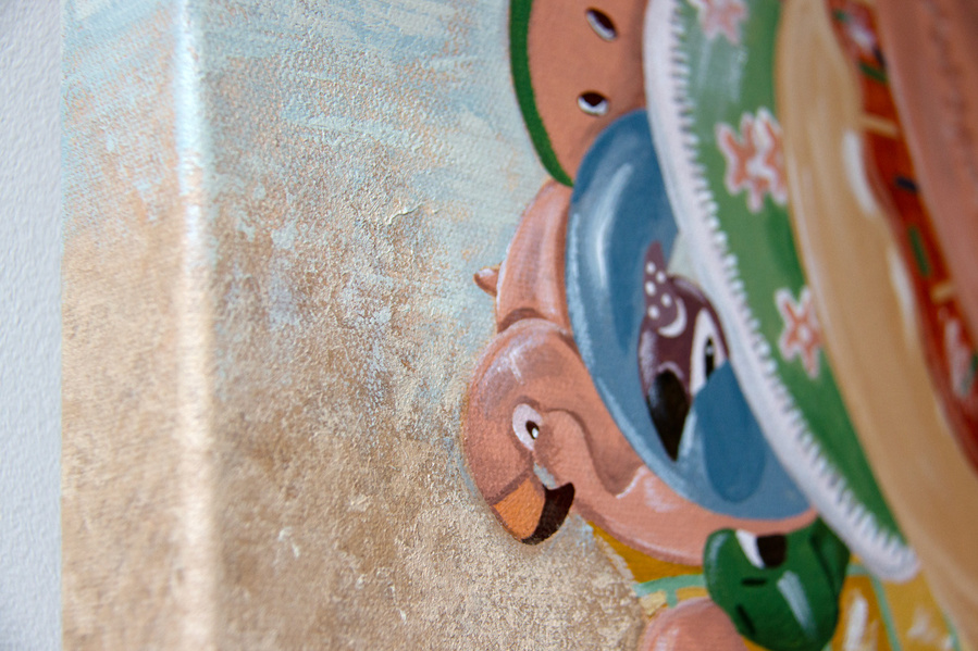 'Beach Games' side details, original painting, Bambini collection, Australian Bathurst based artist Marissa Lico.