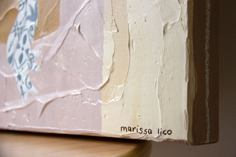 'Signorina' texture details, original painting, Bambini collection, Australian Bathurst based artist Marissa Lico.