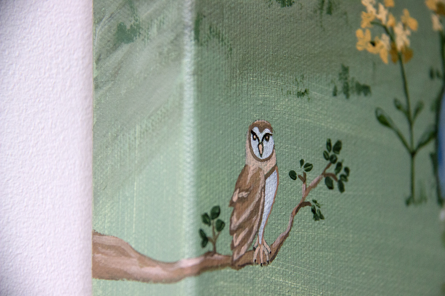 'Tuscan Dream' texture details of original painting in the Bambini collection by Australian Artist Marissa Lico.
