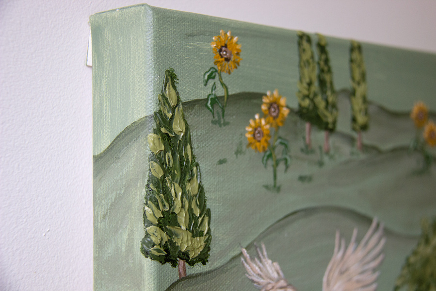 'Tuscan Dream' close up details of original painting in the Bambini collection by Australian Artist Marissa Lico.