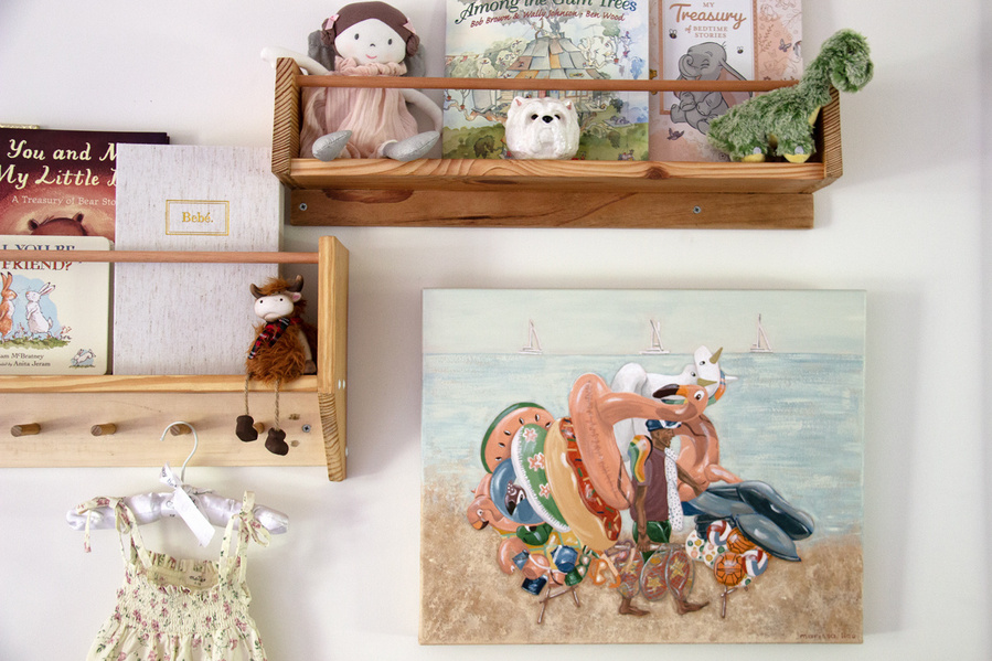 'Beach Games' in situ, original Italian painting, Bambini collection, Australian Bathurst based artist Marissa Lico.