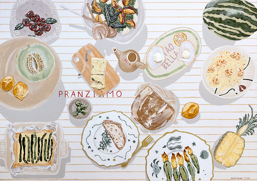 'Pranzo' Pranziamo print of original painting in the Pranzo Collection by artist Marissa Lico.