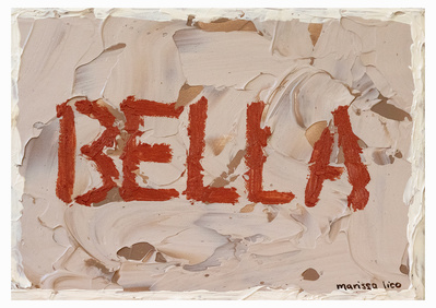 'Bella' wall art print Australia. Italian print of text meaning beautiful, free shipping, by Australian artist Marissa Lico.