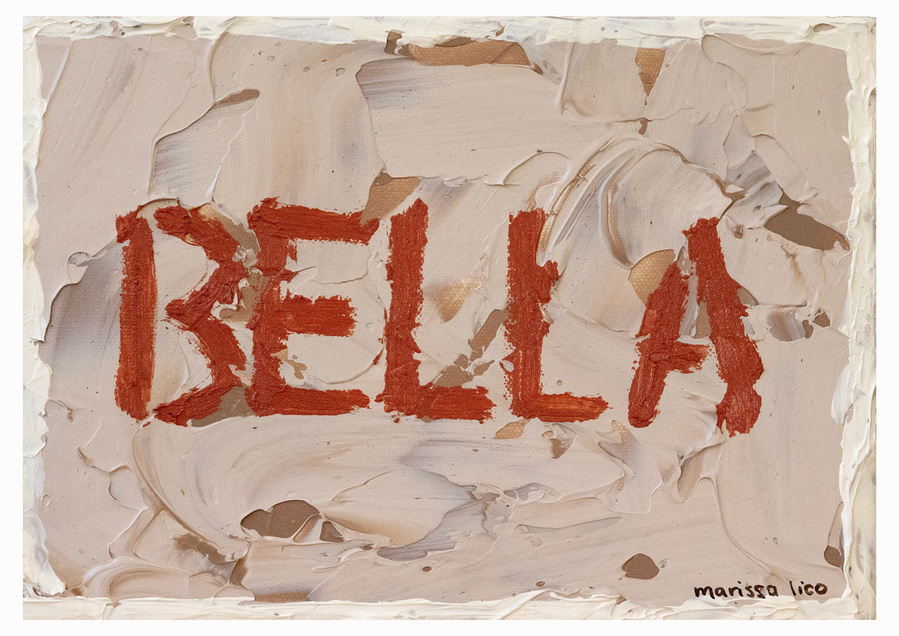 'Bella' wall art print Australia. Italian print of text for nursery, meaning beautiful, free shipping, by Australian artist Marissa Lico.