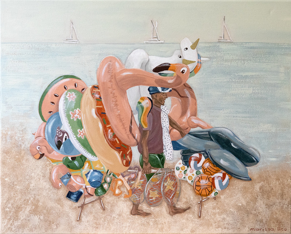 'Beach Games' original painting in the Bambini Collection by Australian Artist Marissa Lico.