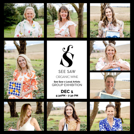 Local artist group exhibition at See Saw Wines 2023, Australian artist Marissa Lico.