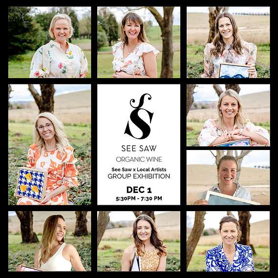 Local artist group exhibition at See Saw Wines 2023, Australian artist Marissa Lico.