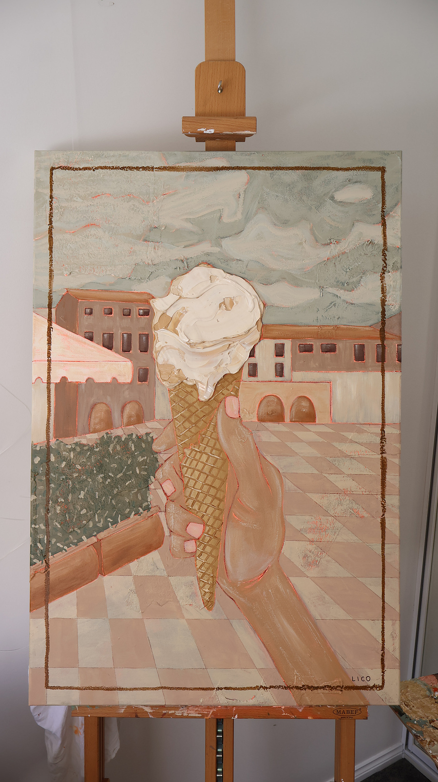 Gelati In Chianti Italian painting of gelato in Tuscany by Marissa Lico