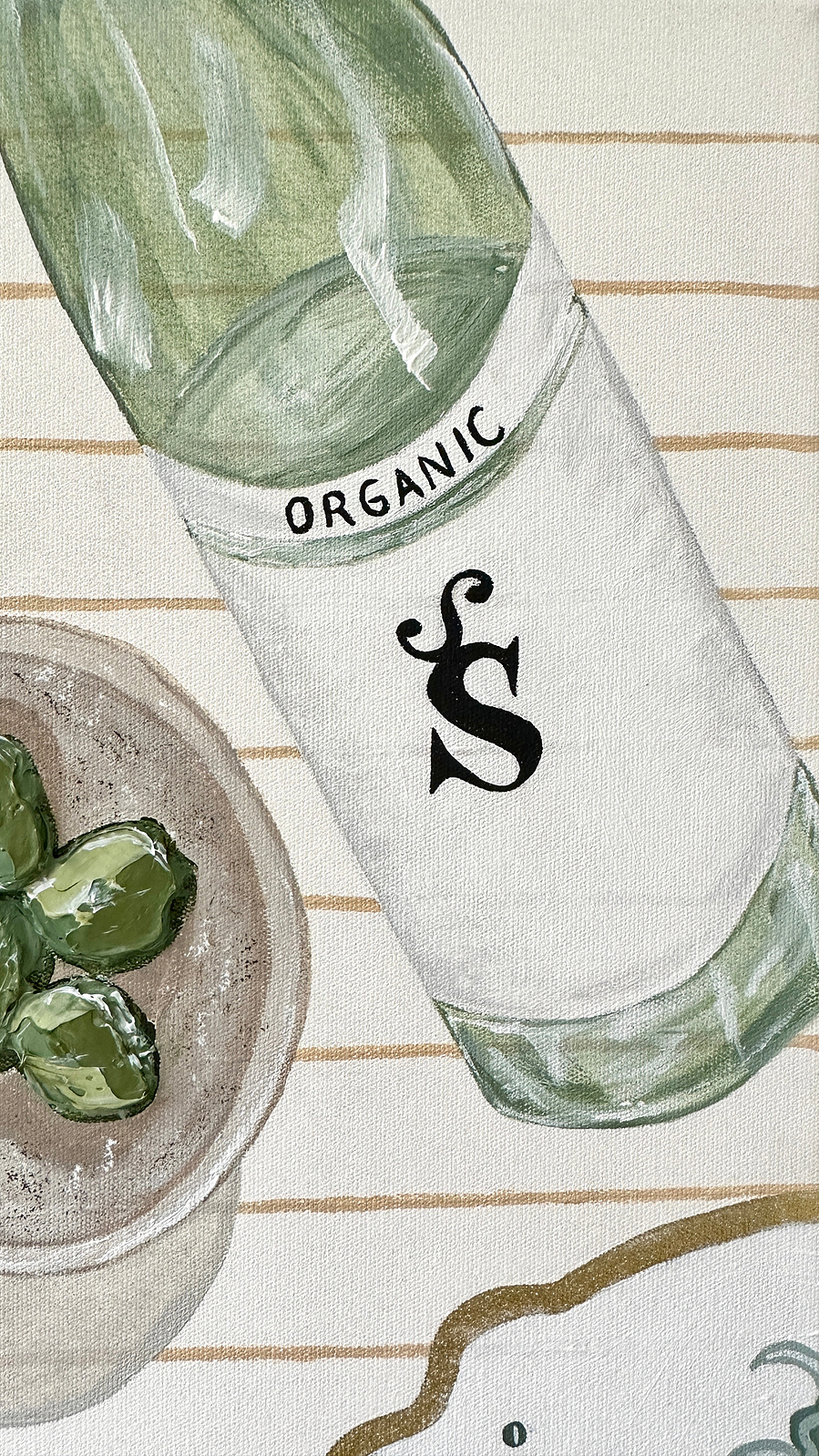 'Pranzo II' original Italian painting of lunch in Italy with SeeSaw Wines by Australian artist Marissa Lico.