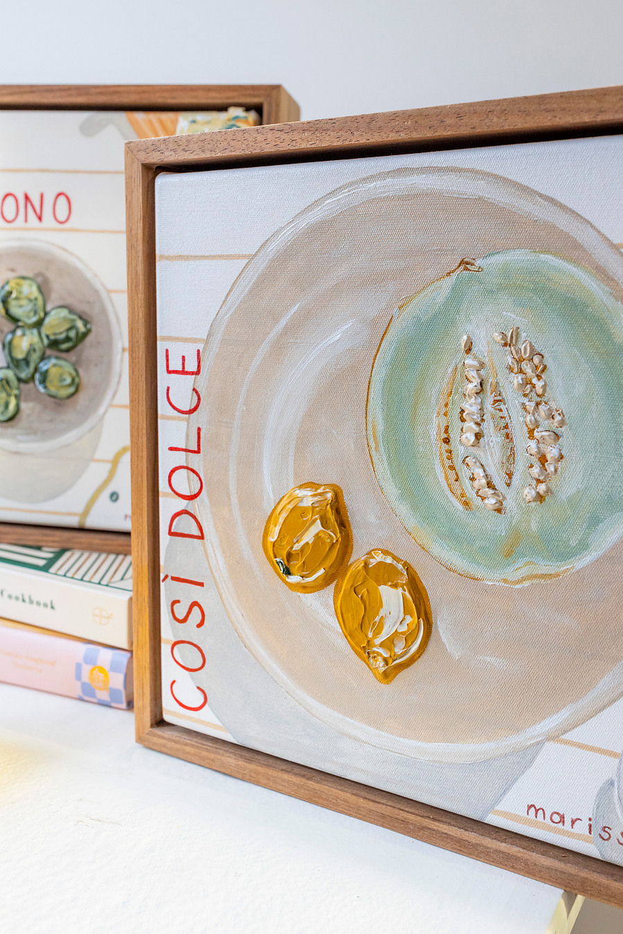 Pranzo VII, An Italian lunch artwork with lemons and olives by Marissa Lico