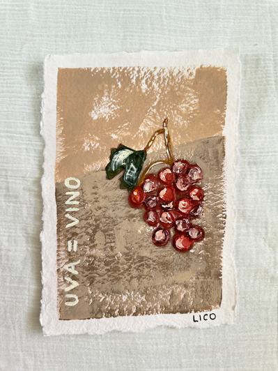 'Uva = Vino', original Italian artwork by Marissa Lico, grapes painting.